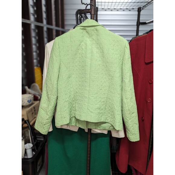 Sag Harbor Women's Size 10 Green Raised Jacquard Patterned Blazer Suit Jacket - Picture 2 of 4